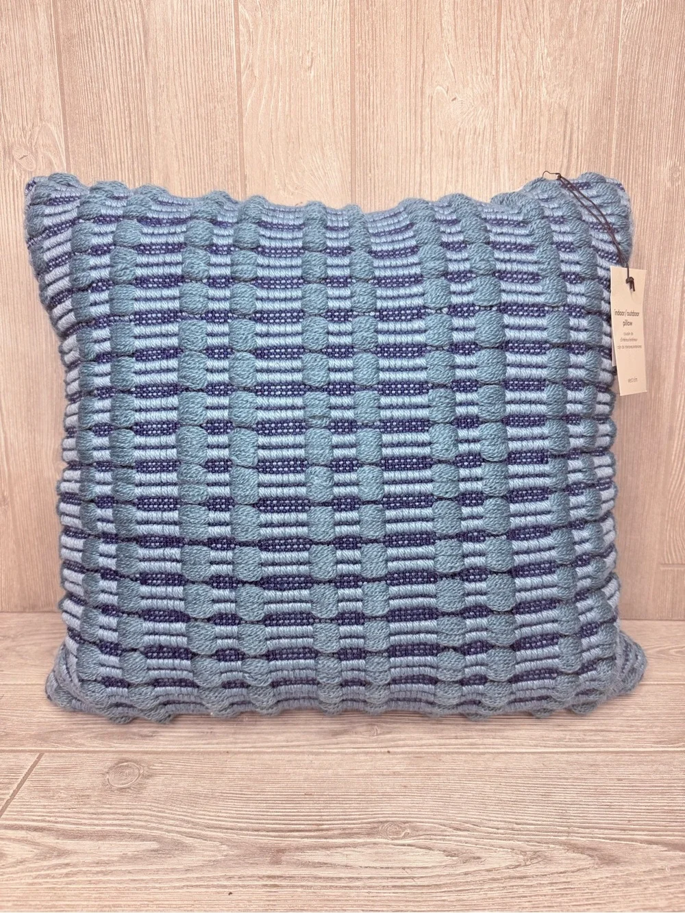 NWT west elm Chunky Linear indoor outdoor blue / green/ teal color pillows 20x20